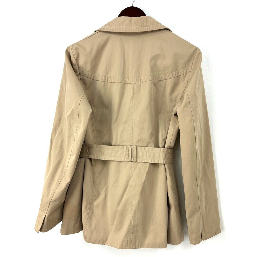 Ellen Tracy Womens Classic Tan Mid Length Trench Coat Small Flaw Sz L 1168N1 - Picture 7 of 12